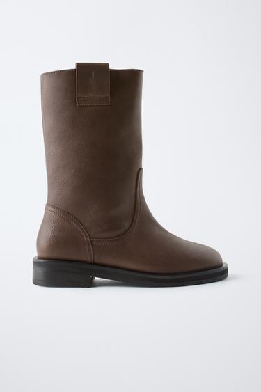 BOTA PIEL - Marrón de Zara