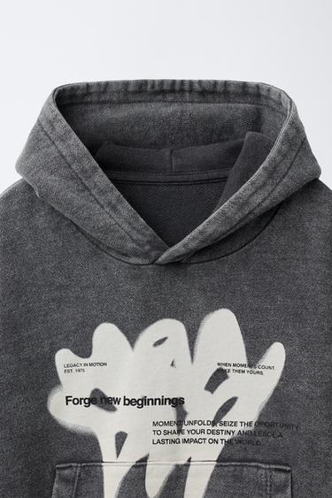 SWEAT DOUBLE MANCHE IMPRIMÉ - Gris / Beige de Zara - Image 2
