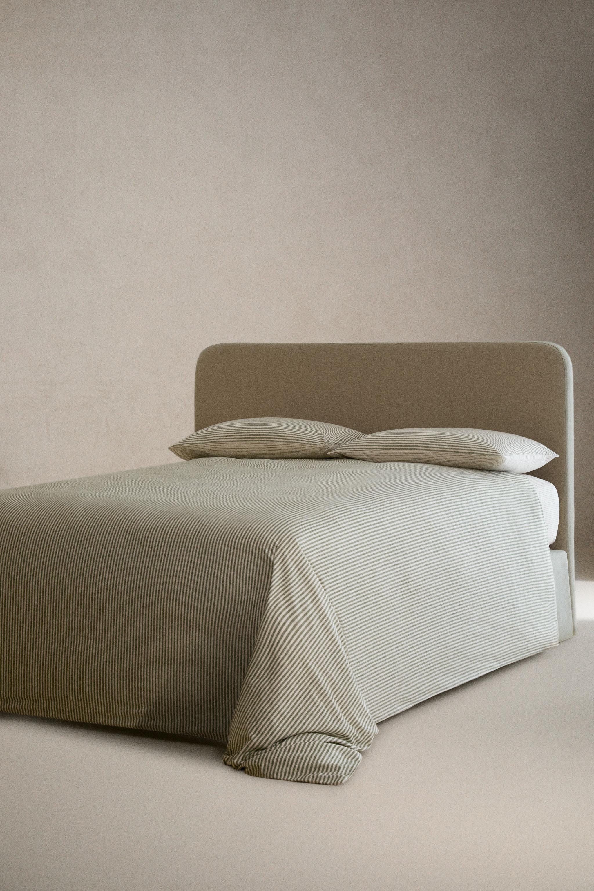 HOUSSE DE COUETTE FLANELLE RAYURES RÉVERSIBLE