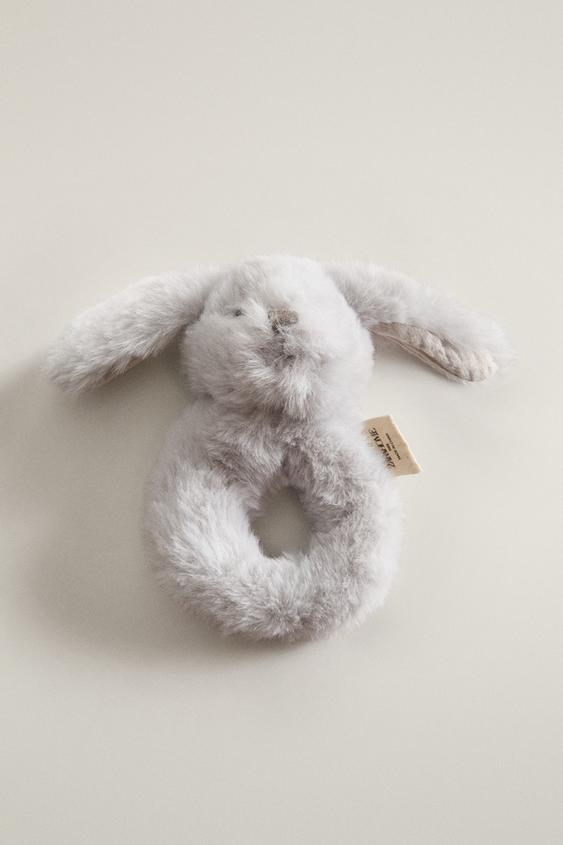 BABY RABBIT SOFT TOY RATTLE - Grey by Zara - Image 0