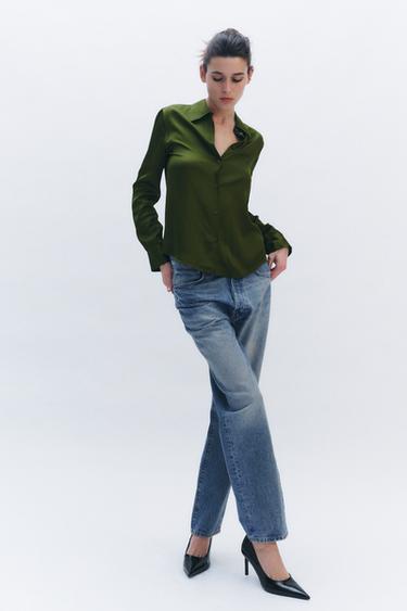 АТЛАСНАЯ РУБАШКА — ZW COLLECTION — ЗЕЛЕНЫЙ от Zara — изображение 0
