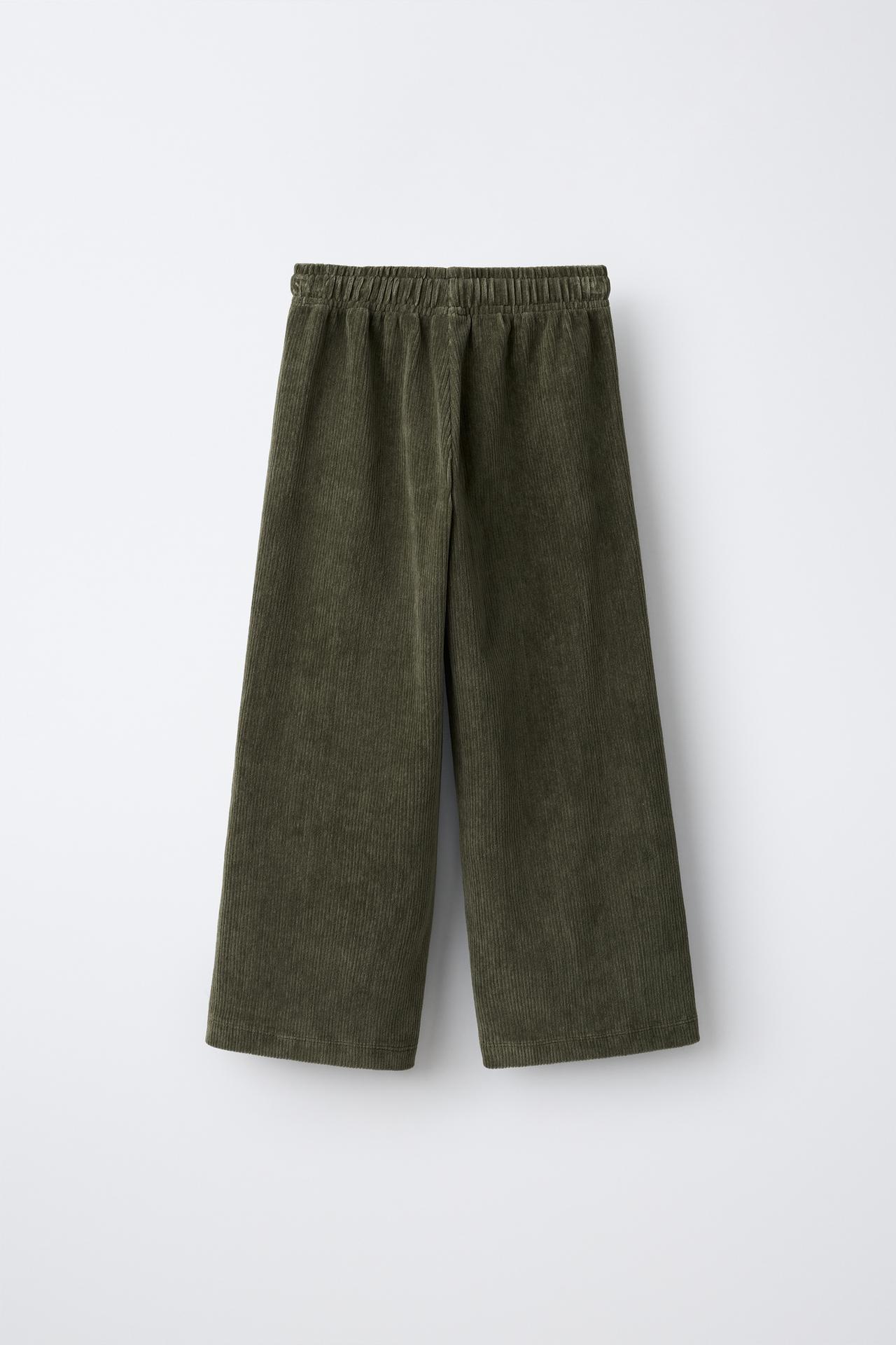 WIDE-LEG CORDUROY PANTS — Khaki