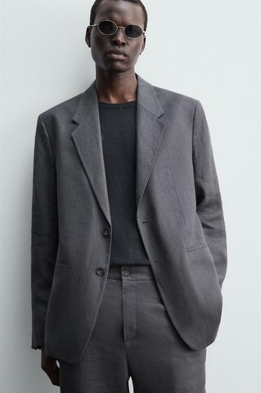 BLAZER COSTUME 100 % LIN - Gris foncé de Zara - Image 4