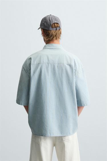 RELAXED FIT CHECK SHIRT - Blue/White by Zara - Image 2