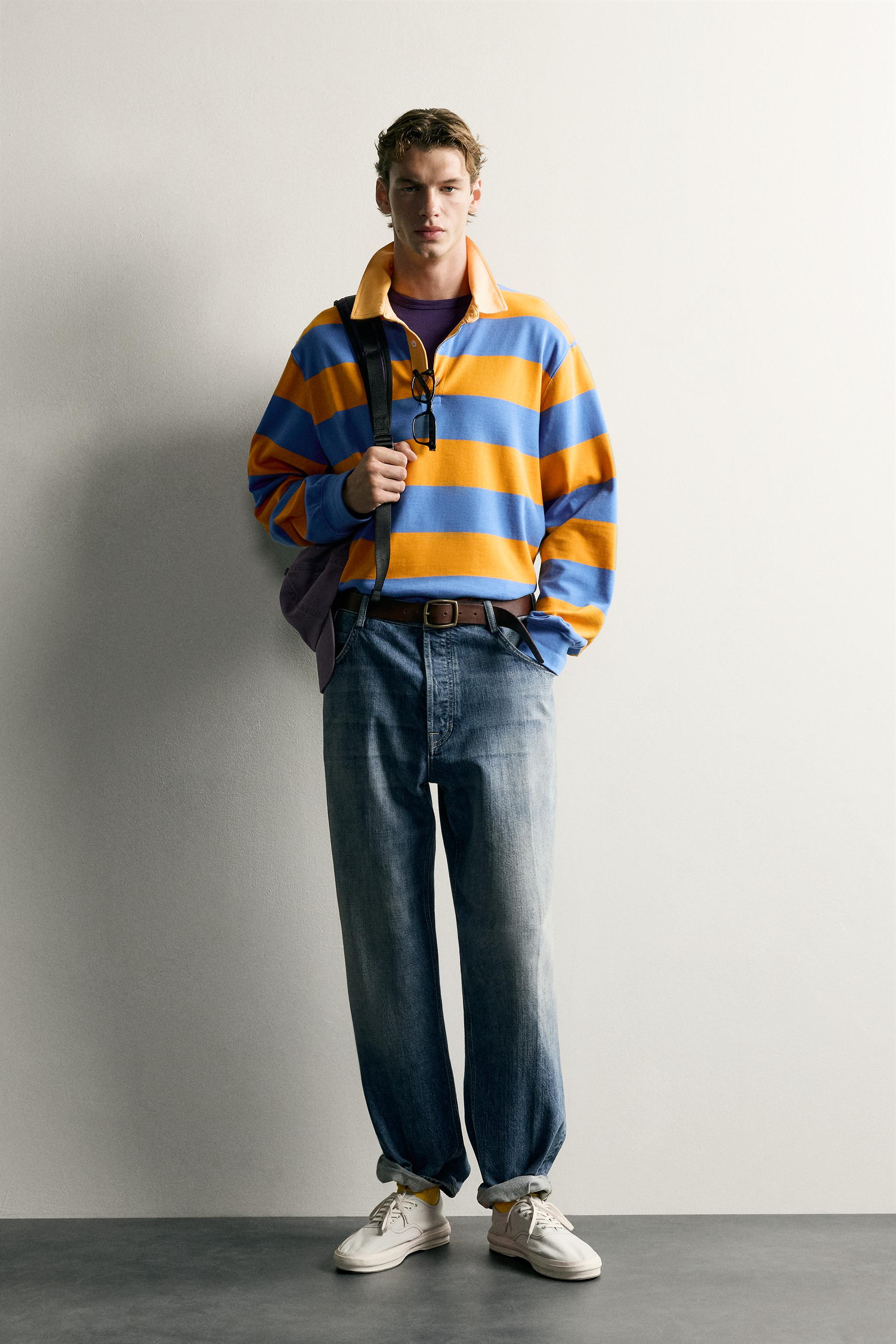 CONTRAST COLLAR STRIPED REGULAR FIT POLO