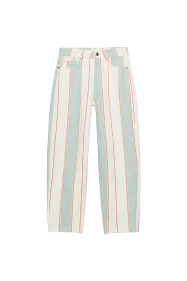 ZW COLLECTION MID-WAIST TAPERED STRIPED JEANS - striped by Zara