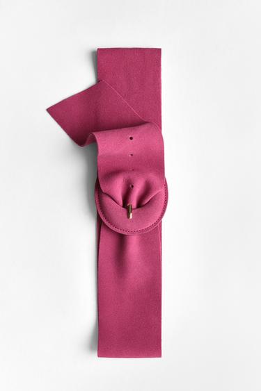 100% SUEDE LEATHER BELT WITH LINED BUCKLE - Pink by Zara