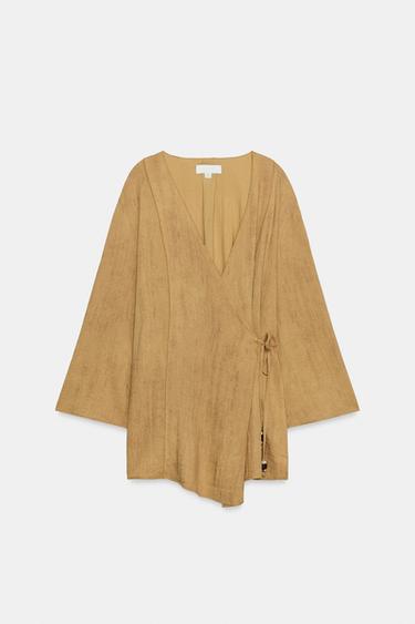 VESTE CROISÉE AVEC LACETS - Moutarde de Zara - Image 4