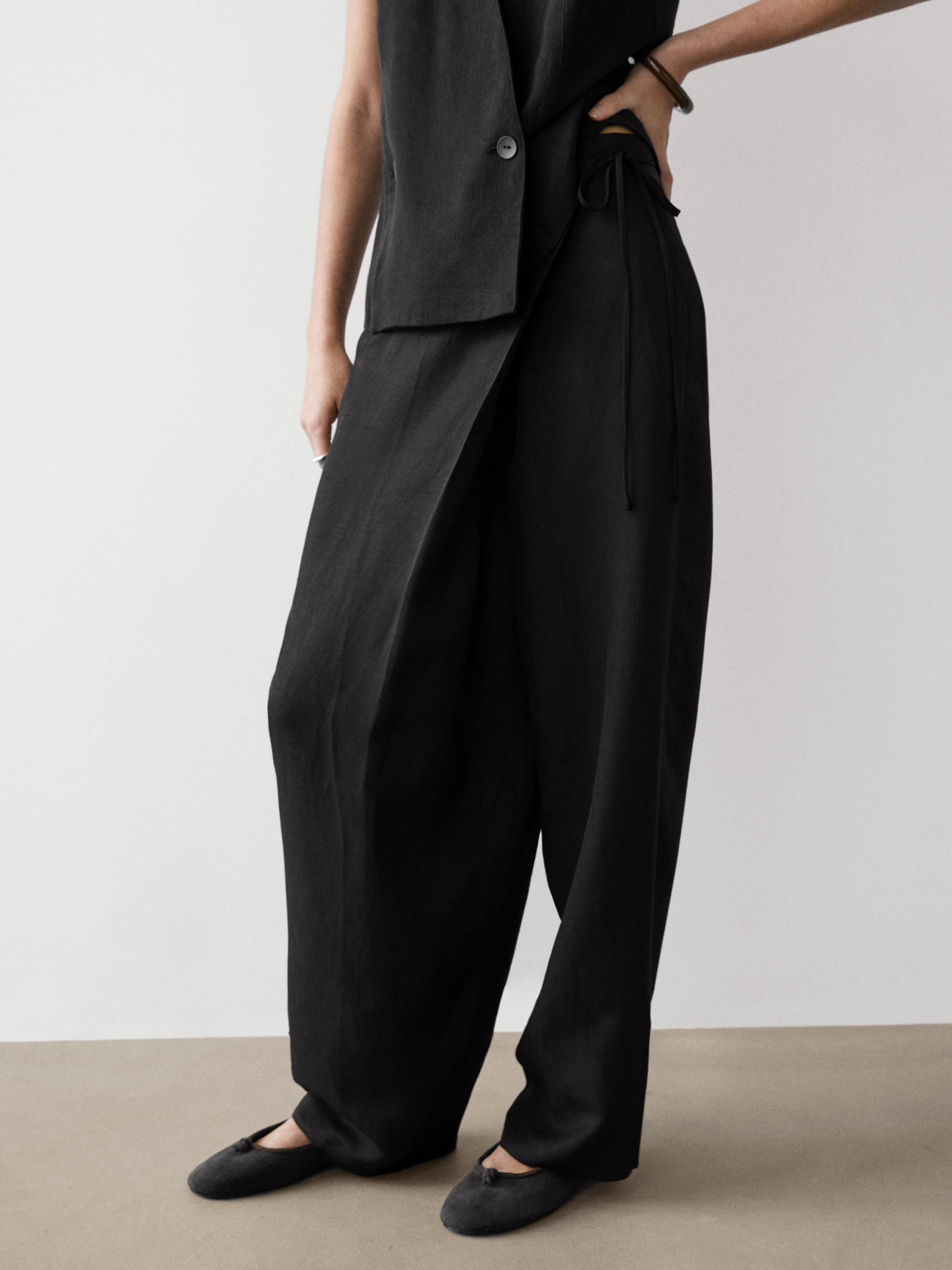 Flowing pareo trousers with tie detail