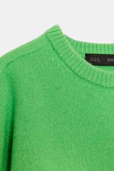 100% WOOL HAMMER SLEEVE JUMPER - Apple green by Zara - Image 5