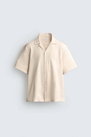 Zara TEXTURED REGULAR FIT SHIRT - Ecru