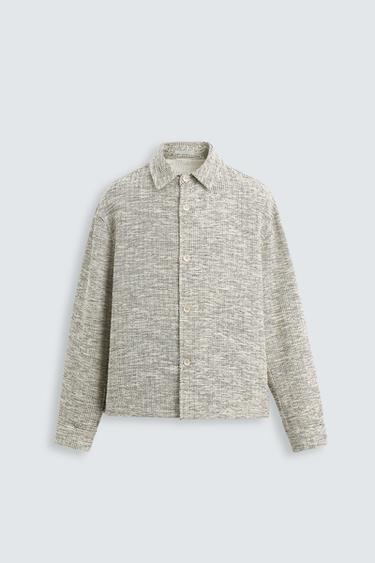 CAMISA LARGA COM TEXTURA EM CONTRASTE - Branco / Preto da Zara