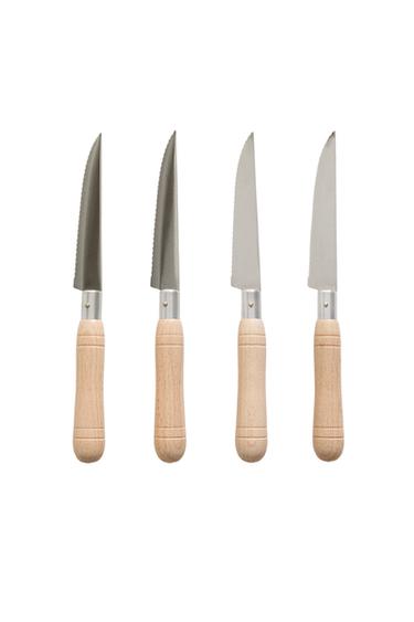 BEECH WOOD STEAK KNIFE SET (SET OF 4) - Brown by Zara