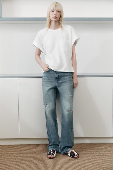 Zara TRF MOM FIT 高腰牛仔褲 - 藍色 / 綠色