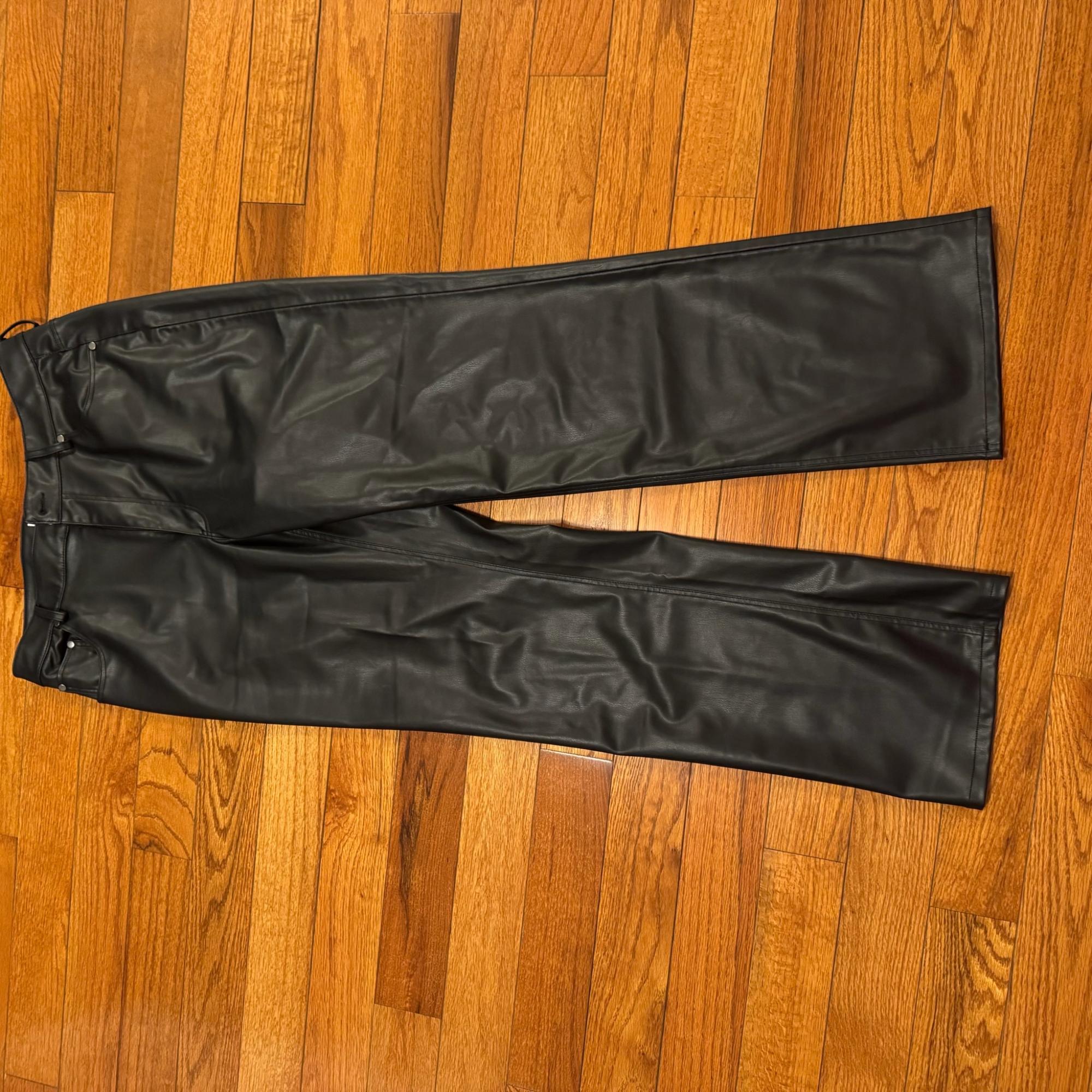 ZW FAUX LEATHER '90S WIDE LEG PANTS SECOND HAND | Zara Preowned