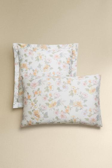 FLORAL SATEEN PILLOWCASE - Ecru by Zara - Image 0