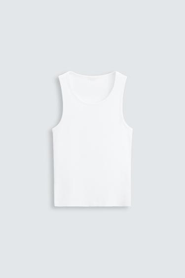 CAMISETA TANK RIB BÁSICA - Blanco de Zara