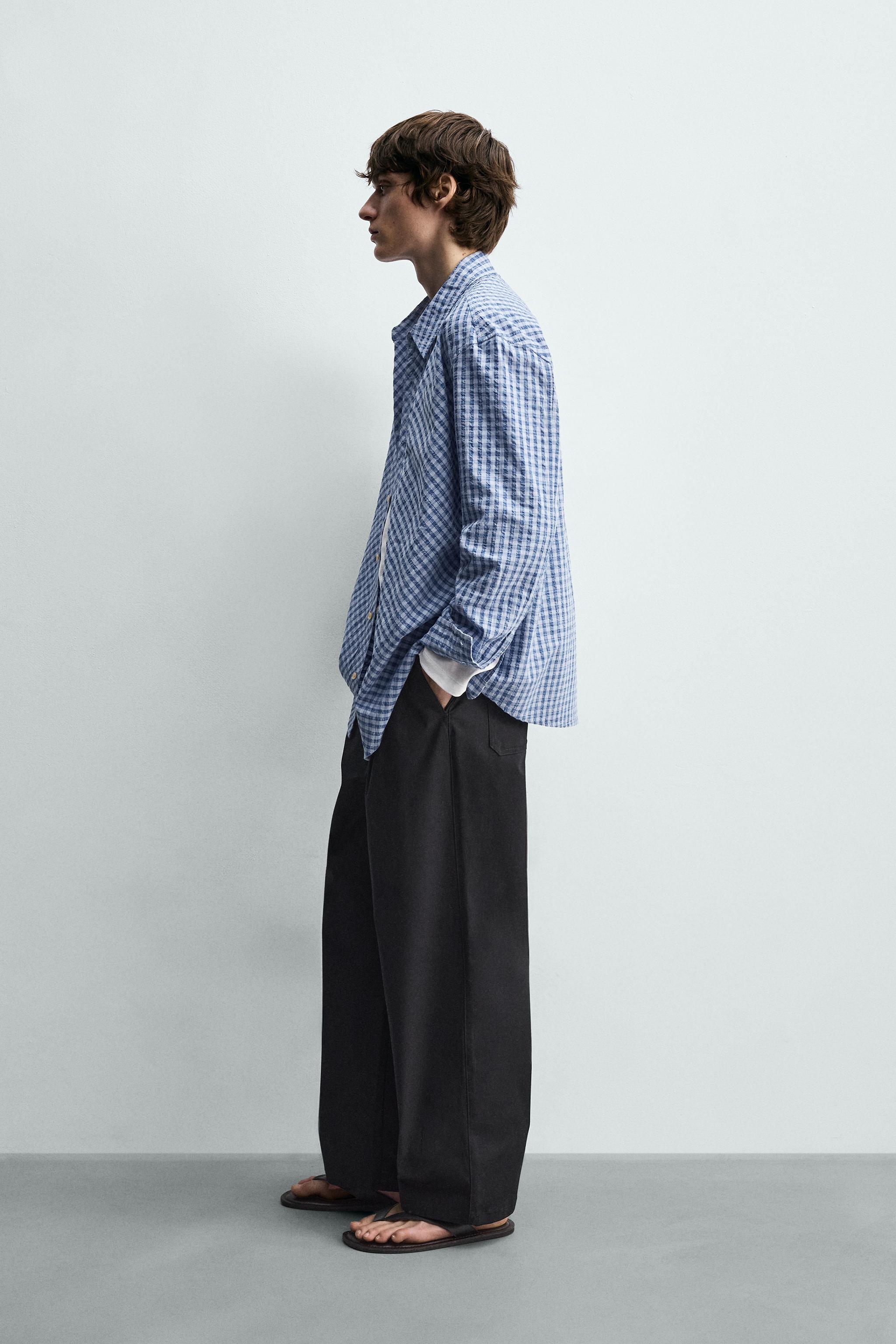 CHEMISE RELAXED FIT À CARREAUX TEXTURÉE