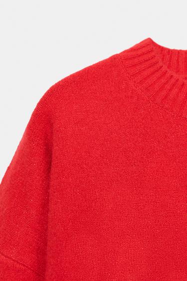 PULL DOUX EN MAILLE UNIE - Rouge soutenu de Zara - Image 7