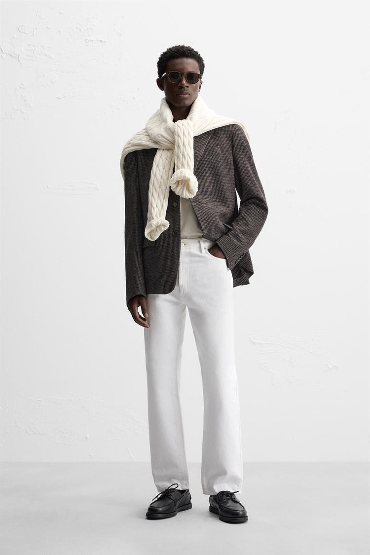 Blazer Chaleco Zara Pata De Gallo Gallo Azul Chaleco De Pata De