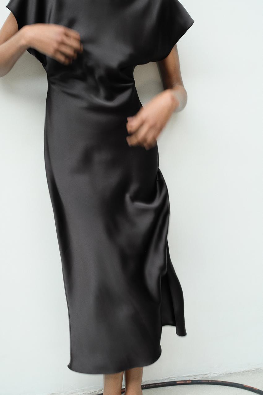 New Zara Satin Effect Corset Black Dress 0387/206 XS Small Medium Bloggers  Fav