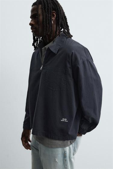 CHEMISE POLO ZIPPÉE EN JEAN - Bleu de Zara - Image 4