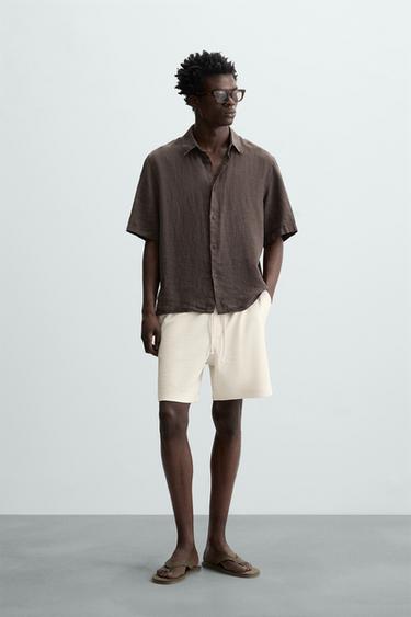 TEXTURED JOGGER BERMUDA SHORTS - Ecru by Zara - Image 0