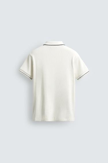 POLO CANNELÉ REGULAR FIT - Blanc cassé de Zara - Image 7