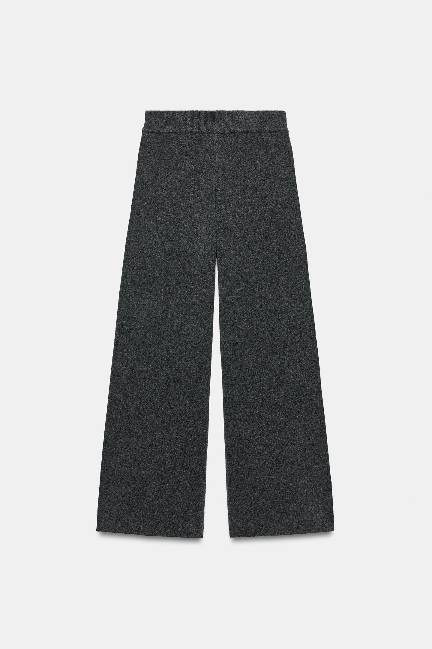 Женские брюки Zara Knit Wide-Leg, цвет: Серый — фото 7