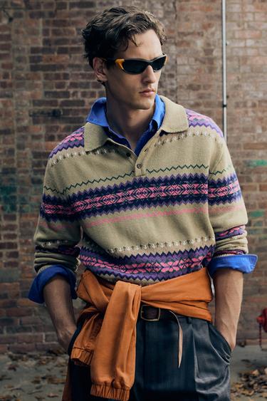 POLO PUNTO JACQUARD ALGODÓN - LINO - Verde Oliva de Zara