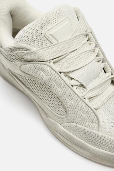 DISTRESSED-EFFECT CHUNKY TRAINERS - Bone White by Zara - Image 3