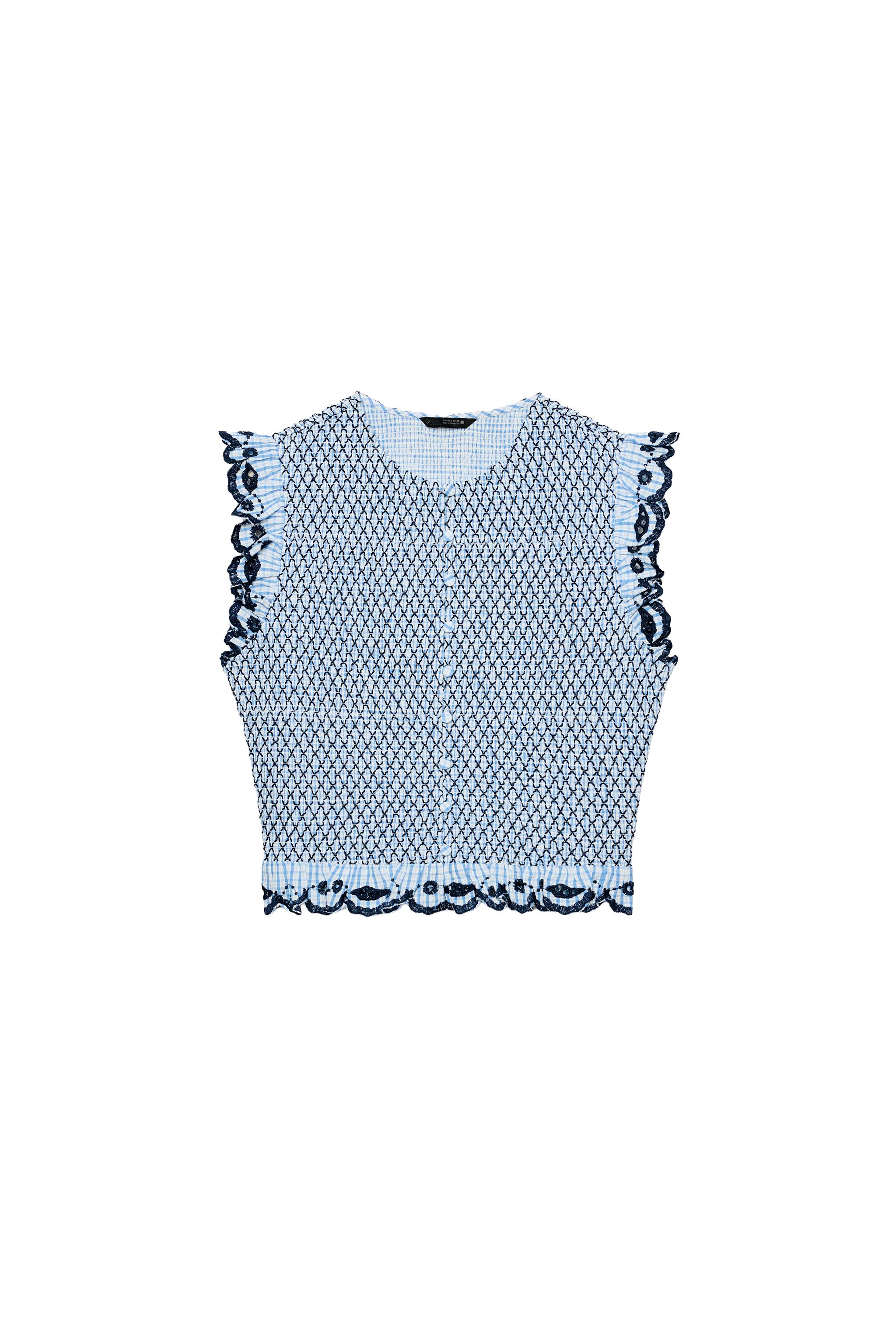 PLAID SMOCKED TOP