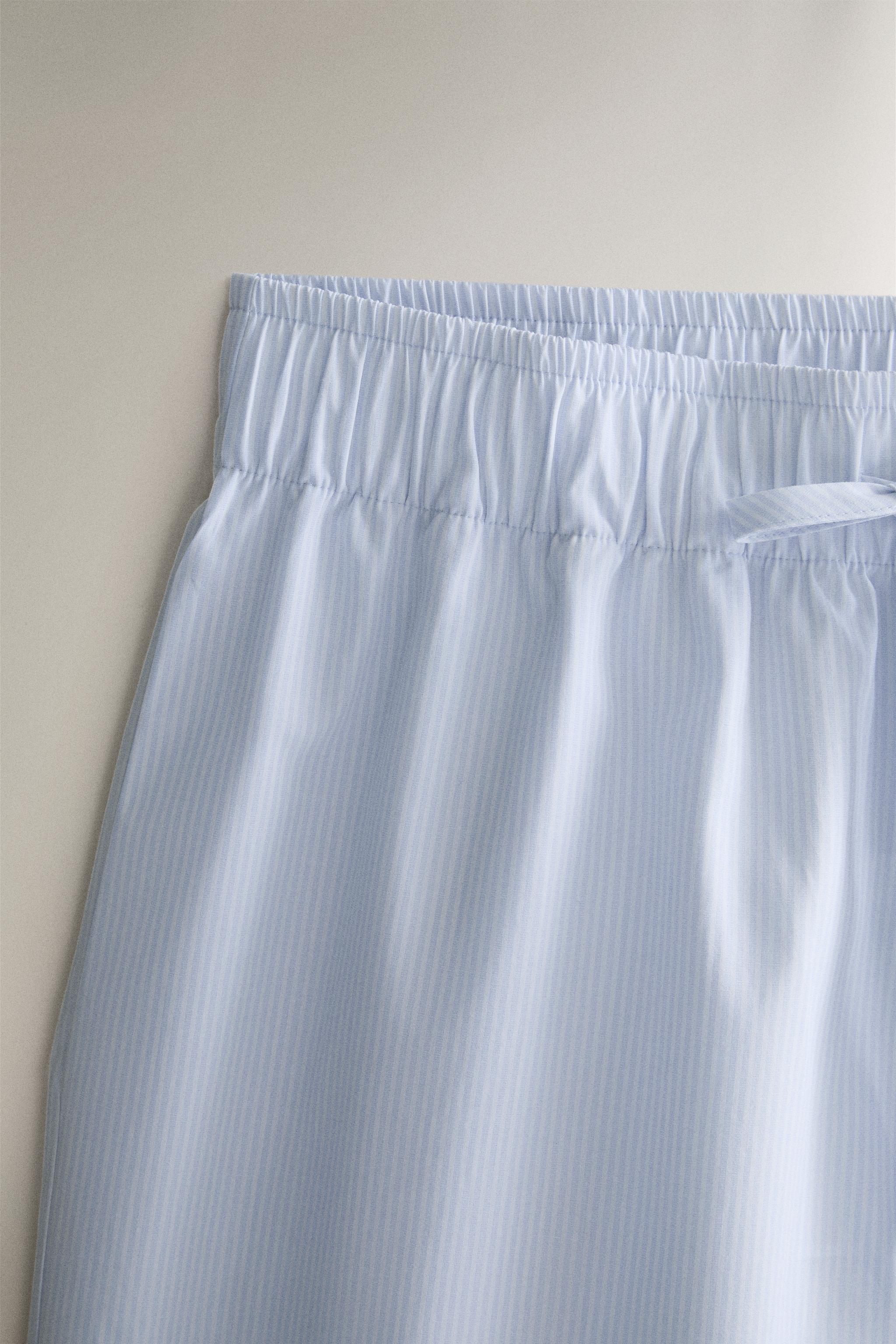 STRIPED LACE SHORTS — Blue