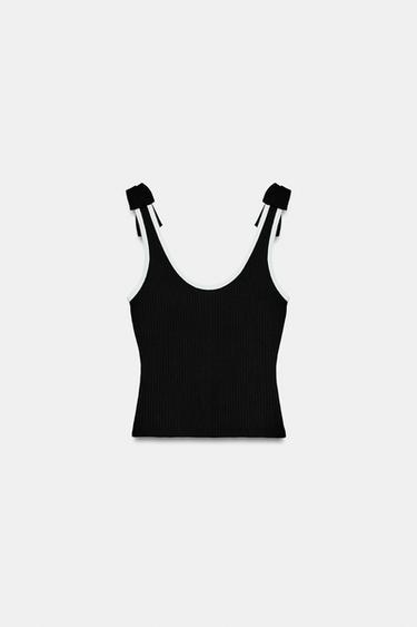 TOP CANNELÉ À NŒUDS - Noir de Zara - Image 7