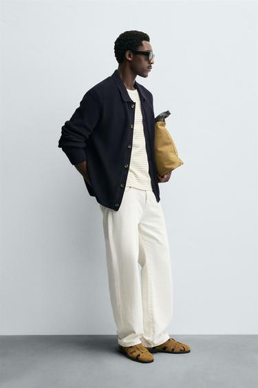 RIBBED CARDIGAN - Navy blue by Zara - Image 3
