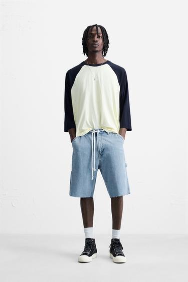 CARPENTER POCKET DENIM BERMUDA SHORTS - Light blue by Zara - Image 0