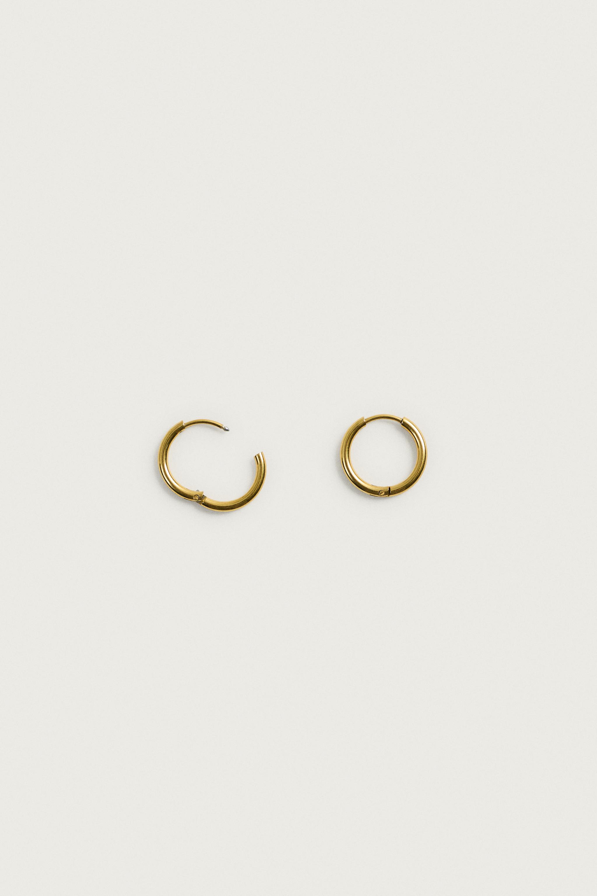 Мужские аксессуары Zara STAINLESS STEEL HOOP EARRINGS — фото 3