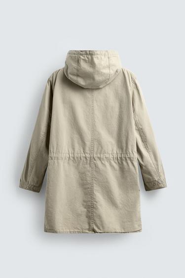 PARKA LÉGÈRE COURTE EN COTON - Vert gris de Zara - Image 8