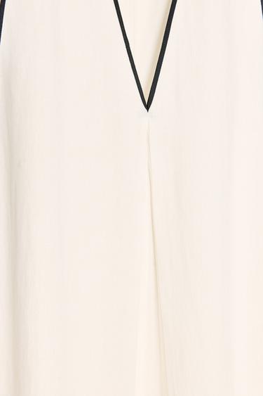ZW COLLECTION LINEN BLEND TRIM DRESS - Ecru by Zara - Image 7