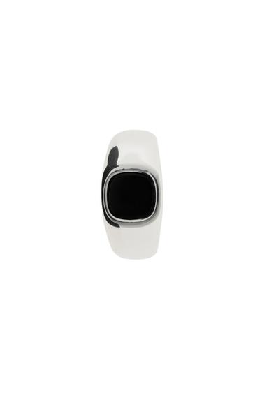 STONE SIGNET RING - Silver by Zara