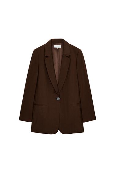 BLAZER COM BOTÃO - Marrom da Zara