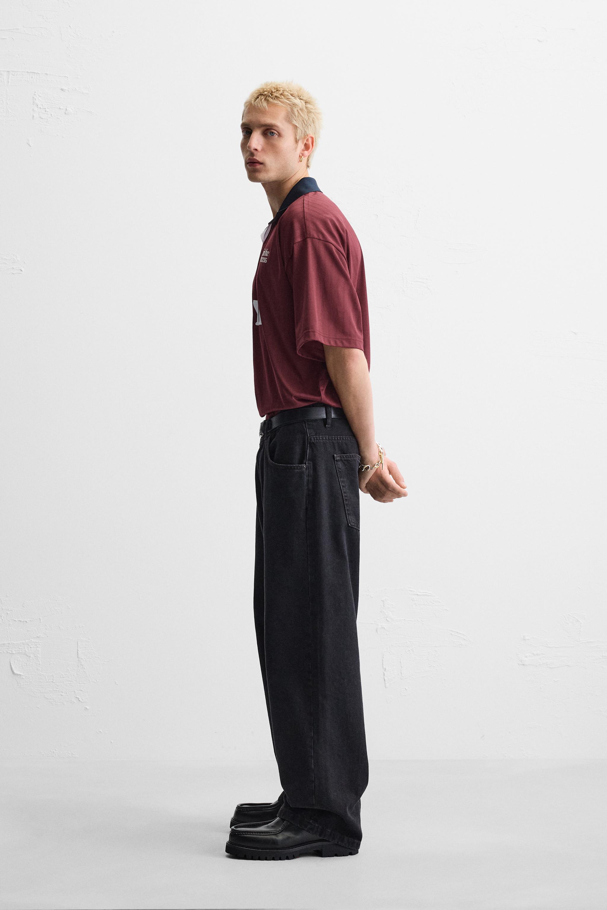 レトロサッカーテクニカルポロシャツ - エンジ | ZARA Japan / 日本