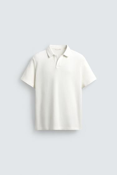 REGULAR FIT TEXTURED POLO SHIRT - Oyster-white by Zara