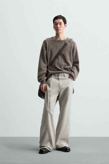 PANTALÓN RELAXED FIT CINTURÓN - Tostado claro de Zara - Imagen 0
