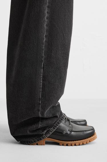 SEPATU PELAUT BAHAN KULIT - Hitam dari Zara - Gambar 0