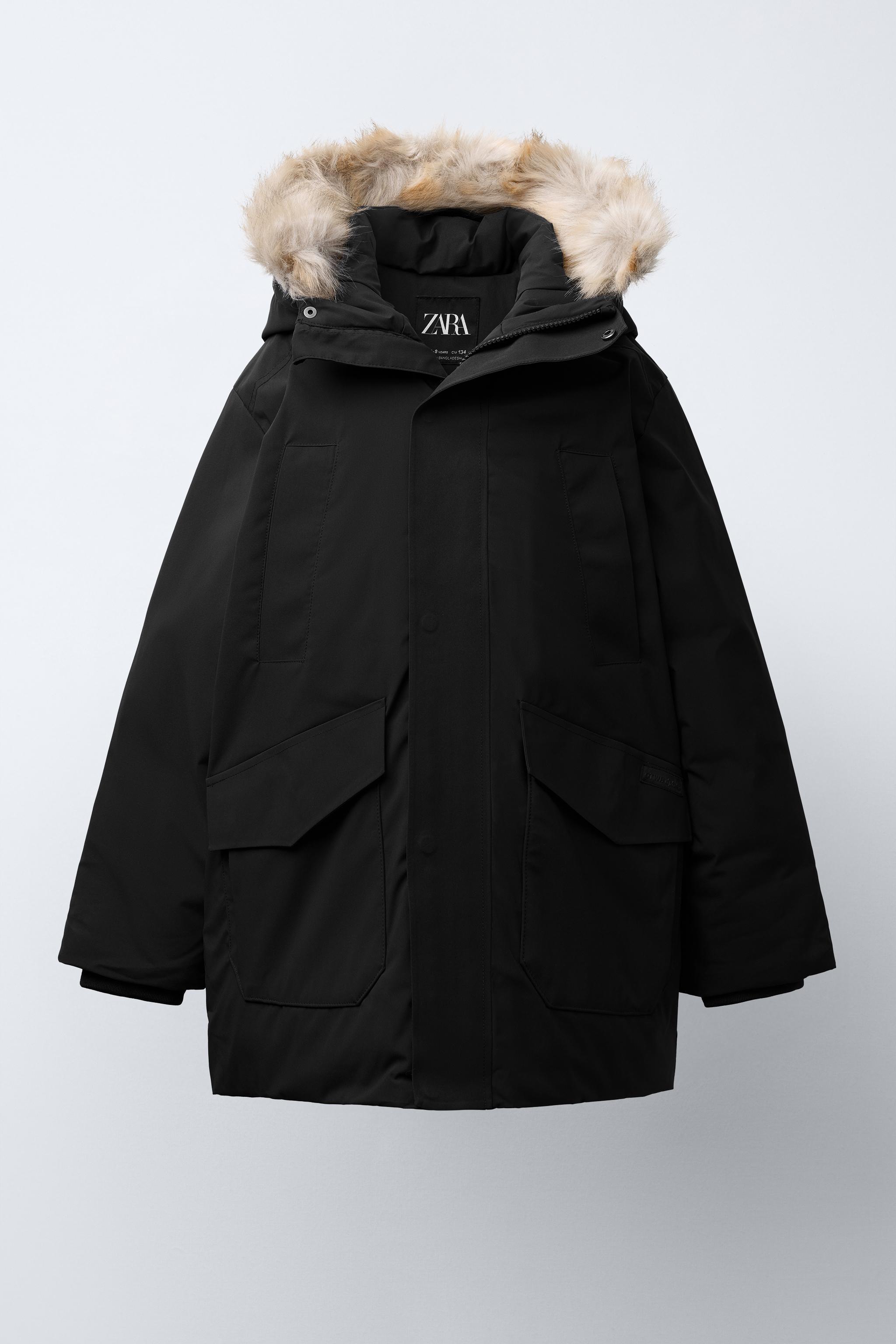 LONG FEATHER DOWN WATER REPELLENT PUFFER COAT WITH DETACHABLE FAUX FUR HOODIE