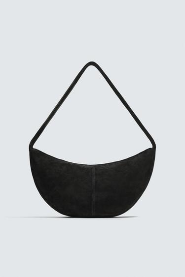 LEATHER SHOULDER BAG - Black by Zara