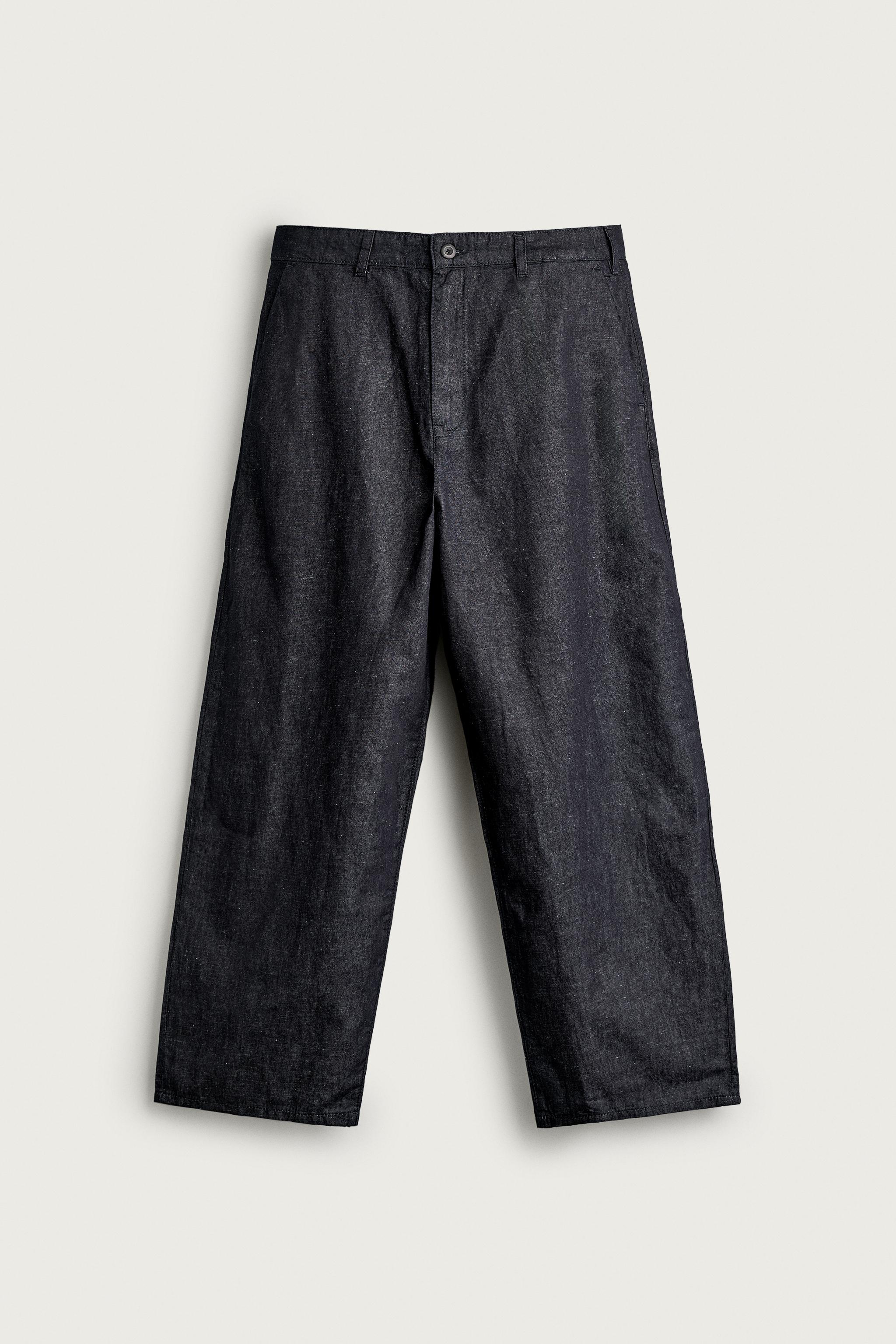 LIGHTWEIGHT COTTON-LINEN DENIM CHINO PANTS — Indigo