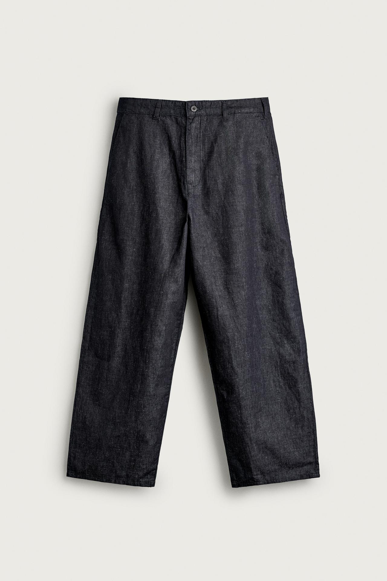 LIGHTWEIGHT COTTON-LINEN DENIM CHINO PANTS — Indigo