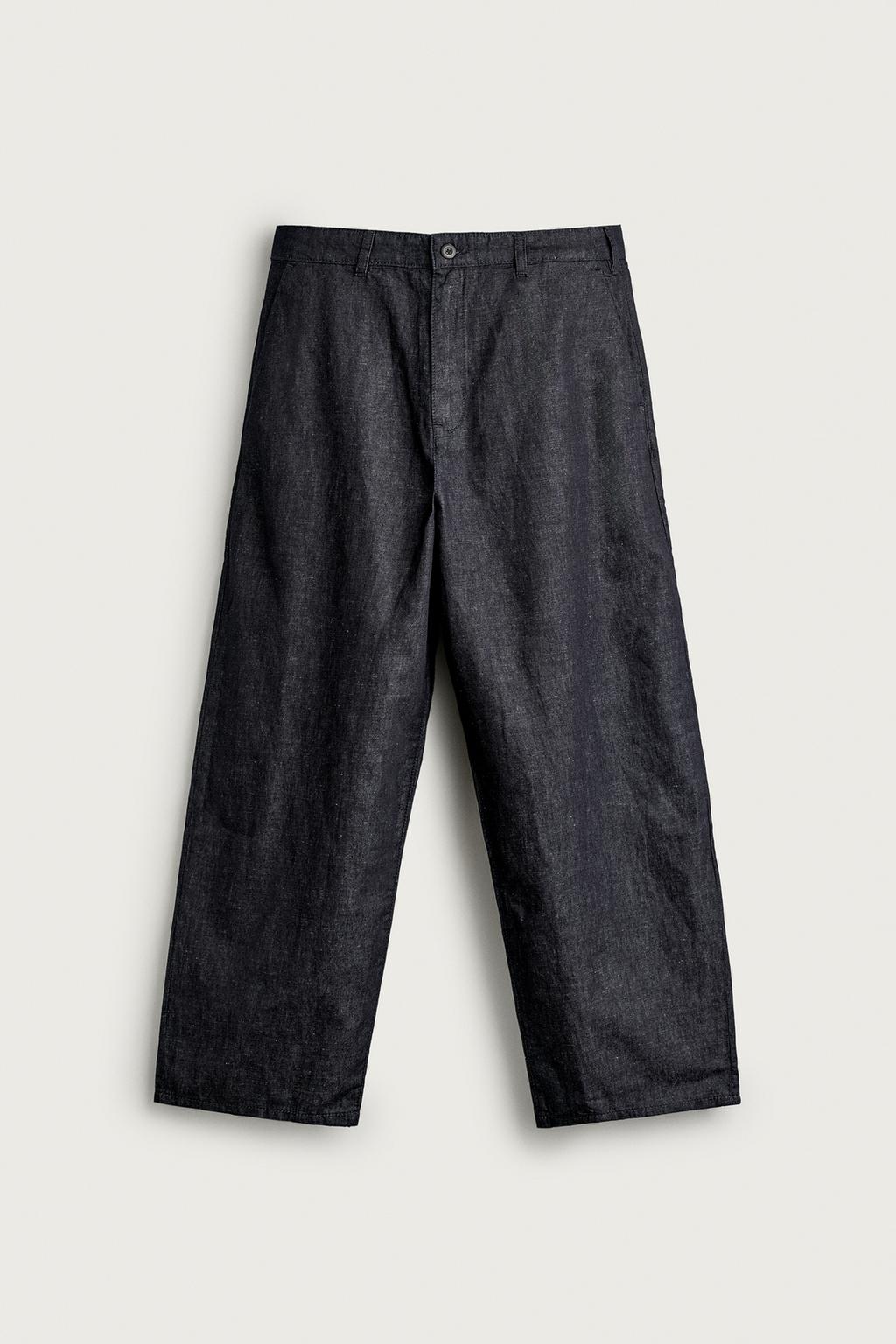 COTTON-LINEN LIGHTWEIGHT DENIM CHINO TROUSERS